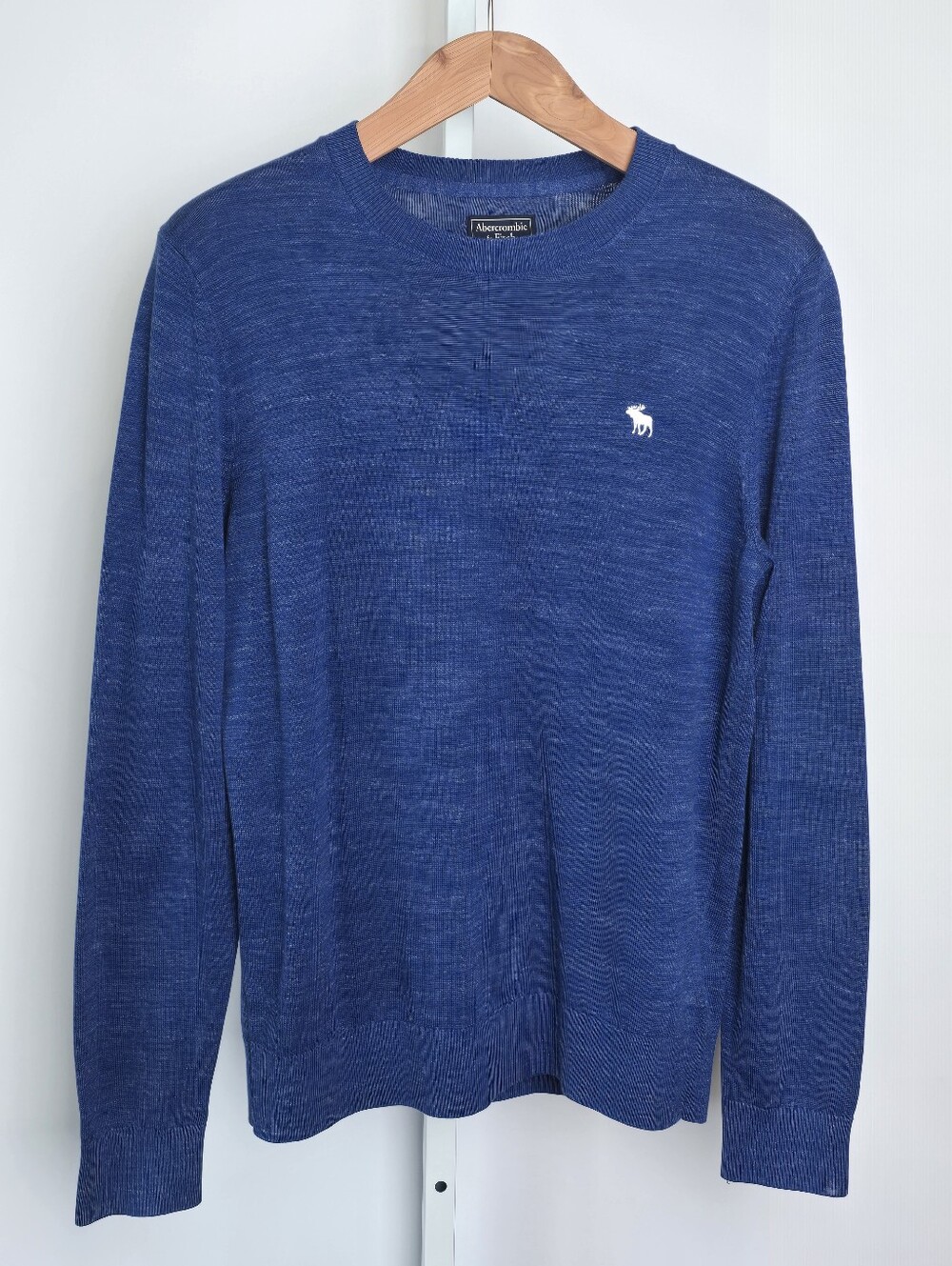 Abercrombie & Fitch Pima Cotton Moose Crewneck Sweater Blue Men's M NWT